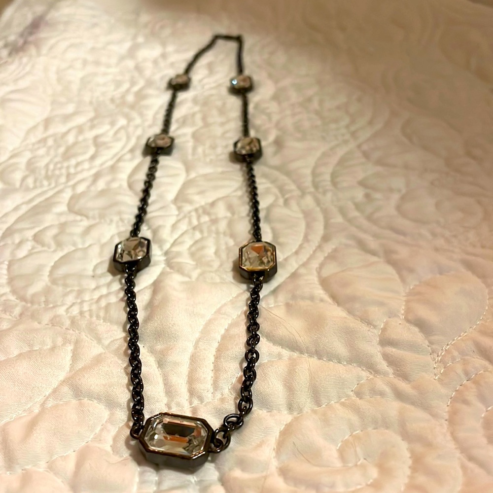 Black and silver heel necklace